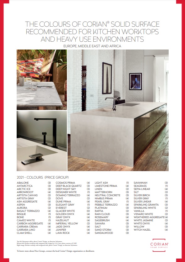 Corian 2021kitchen colour flyer